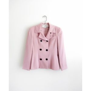 Vintage 80s 90s Christian Dior Pale Pink Wool Blazer sz 4